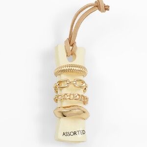 Ribbed & Linked 4 Pair Ring Set